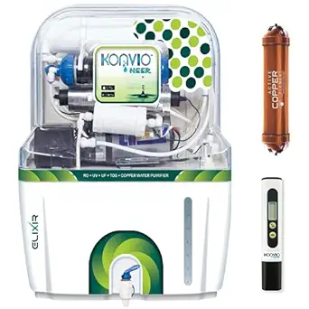 Konvio Neer Copper RO+UV LED+UF+ TDS Adjuster Water Filter and Purifier with High TDS Membrane and Total Dissolved Solid Meter (Green)