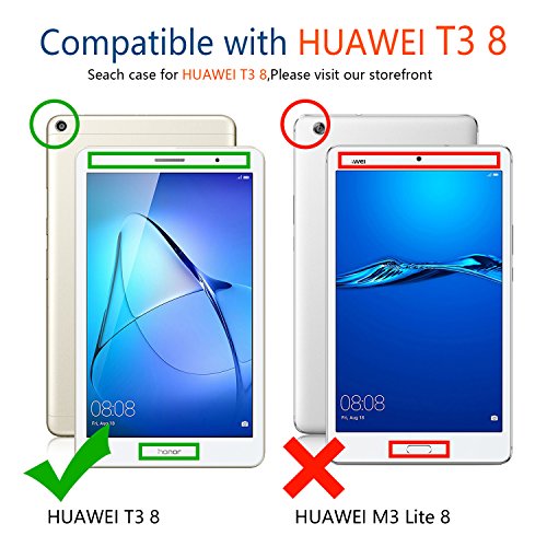IVSO hochwertiges PU Leder Etui hülle Tasche Case – mit Standfunktion, super 360° Anti-Wrestling, ist für Huawei MediaPad T3 8.0 Tablet-PC perfekt geeignet (Weiß) - 2