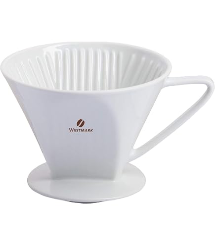SUPORTE FILTRO CAFÉ CERÂMICA 8x14x11cm CREME - Megalos Imports