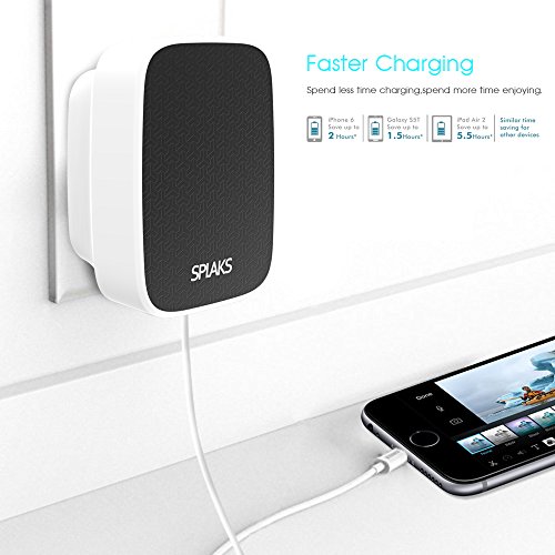 USB Ladegerät, Splaks [Built-in Safety Protection] 3-Port Schnell Aufladen Ladestecker Ladeadapter Ladegerät Charger USB-Netzteil mit Smart-Detective Technologie für iPhone iPad Tablet Samsung Galaxy, HTC, Sony, LG, Nexus,Motorola usw.EU-Stecker, schwarz - 6
