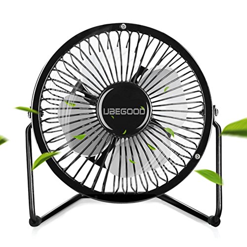 Mini Ventilator mit USB, Ubegood Mini USB Ventilator desktop Lüfter Mini Fan [360 ° frei einstellbar] Metall USB Ventilator mit An/Aus-Schalter für Die Laptop, Netbook, Computer, mobile power etc – Schwarz - 2