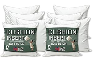 Linen Empire Cushion Inserts 20" x 20" Pack of 8 Cushion Inner Pads (50 x 50 cm) - White Square Bounce Back Decorative Scatter Cushion Stuffers - Sofa Bed Couch Pillows