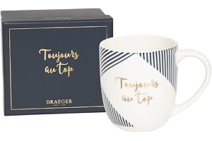 DRAEGER PARIS 1886 | Mug Céramique Bleu 320ml | Toujours au Top | Cadeau Humoristique Famille, Ami, Collègue | Anniversaire, Saint-Valentin | Design Chic Géométrique | Avec Boîte Cadeau