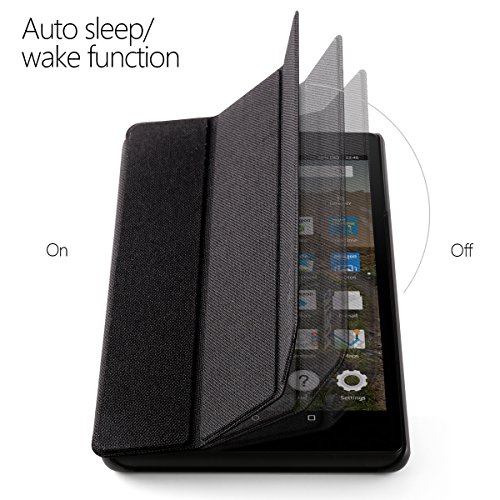 Poetic Slimline Fire HD 8 (2017) Schlank Passen Tri-fold Cover Folio Steh hülle mit Automatische Schlaf / Wach-Funktion für Amazon Fire HD 8 (2017) Schwarz - 6