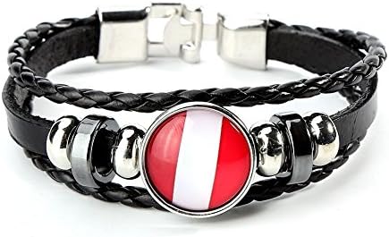 Semme World Cup Bracelet, 2pcs PU Woven Bracelet Multi-Layer National Flag Bangle Braid Wristband for World Cup