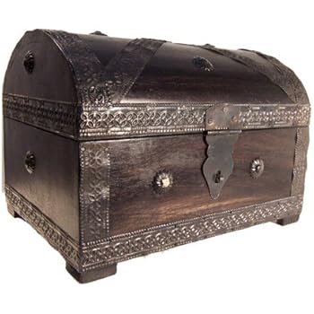 Amazon.de: Piratenkiste 27x20x20cm dunkel Holz Schatztruhe Aufbewahrung