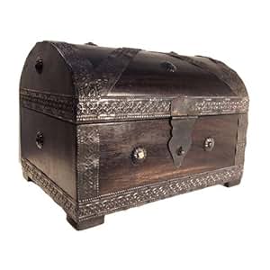 Amazon.de: Piratenkiste 27x20x20cm dunkel Holz Schatztruhe Aufbewahrung