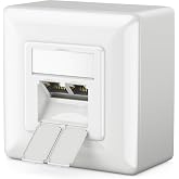 deleyCON 1x CAT 6a Universal Network Socket - 2x RJ45 Port - Shielded - Surface or Flush - 10 Gigabit Ethernet Network - EIA/