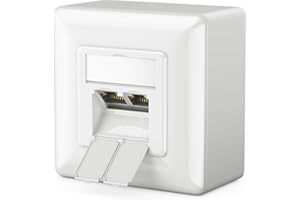 deleyCON 1x CAT 6a Universal Netzwerkdose - 2x RJ45 Port - Geschirmt - Aufputz oder Unterputz - 10 Gigabit Ethernet Netzwerk - EIA/TIA 568A&B - Weiß