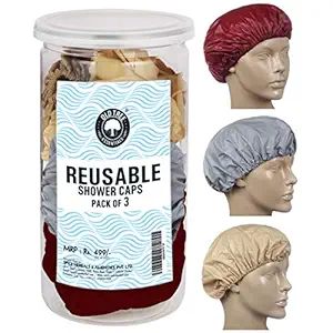 Old Tree Reusable Shower Cap Assorted Color Pack Of 3