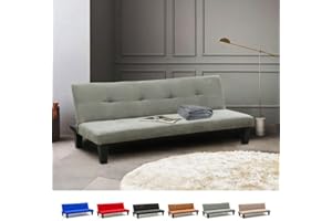 Produce Shop Divano letto 2 posti microfibra con piedini Onice per casa e sale d'attesa pronto letto - Grigio