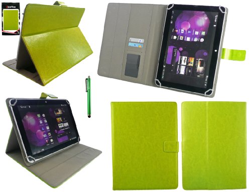 Emartbuy® Archos 101b Oxygen Tablet PC 10.1 Zoll Universalbereich Grün Multi Angle Exekutiv Folio Mappen Kasten Abdeckung mit Kartensteckplätze + Grün Eingabestift