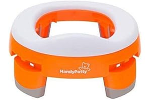 Nikidom - Handy Potty - Orinal Infantil Portátil - Asiento Inodoro Niños - Medida 24 x 24 x 8 cm - Color Naranja - Plegable - Ideal para Viajes - Váter para Niños - Incluye 3 Bolsas Desechables