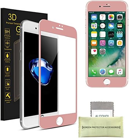 iPhone 7 Plus Screen Protector, AKPATI Premium 4D Round Edge Tempered Glass Screen Protector Film (5.5 inch) Easy Bubble-Free Installation for iPhone 7 Plus - Rose Gold