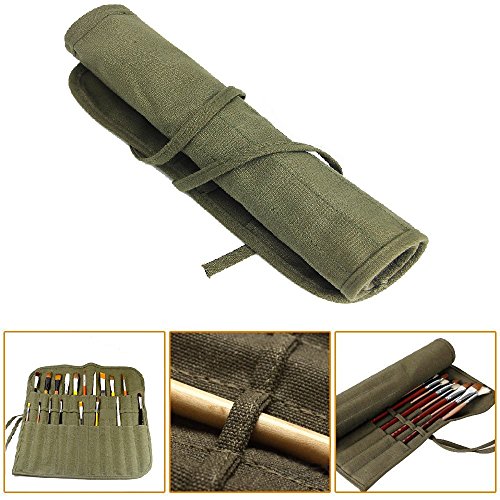 meetory Öl auf Leinwand Pinsel Tasche Rolle bis Kunst Malen Pinsel Fällen Halter für Künstler Ziehen Pen Aquarell (Pinsel nicht im Lieferumfang enthalten) - 2