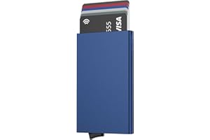 Stock Líder-Tarjetas De Aluminio, Tarjetero Metalico RFID 5 Colores, Porta Tarjetas De Credito, Cartera Aluminio, Regalos Originales para Hombre, Cartera Tarjetero De Aluminio (Azul)
