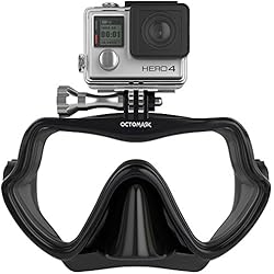 Octomask Unisexe sans Cadre Masque de GoPro pour plongée et plongée avec Tuba Fonctionne avec Hero2/Hero3/Hero3 + et Hero4 Caméras, Noir, Taille Unique