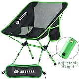 MECHHRE Hauteur Réglable Chaise De Camping Pliable Chaise Pliante avec Sac De Transports pour Randonnée Pêche Ultraléger Portative (Vert)