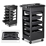 Popamazing Salon SPA Trolley Storage Cart Coloring Beauty Salon Hair Dryer Holder W/wheels