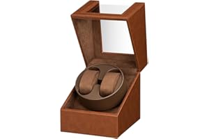 LINGFANSTORE Caja giratoria automática para Relojes de Lujo, Carcasa de Reloj con Motor silencioso Mabuchi, Funciona con Pilas o Fuente de alimentación de Piel sintética, Fibra de Carbono.,…