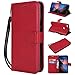 Produktbild MeganStore P8 Lite 2017 Hülle, Stil Brieftasche Hülle Buch Leder Wallet Case mit [Klappständer] [Kartenfächer] und [Magnetverschluss] für Huawei P8 Lite 2017 rot