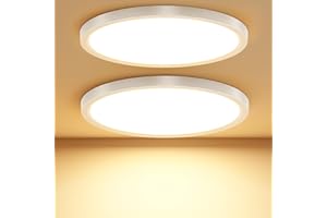 ‎TAIPOW Taipow Nowoczesna lampa sufitowa Led 3000K, 18 W, 2448 lm, ciepła biel, okrągła, bardzo cienka wewnętrzna lampa sufitowa do balkonu, łazienki, sypialni, piwnicy, Ø22 cm (2 szt.)