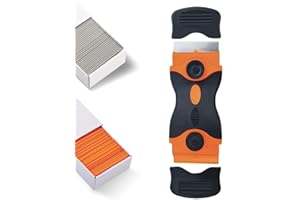 MAKLOEE Multi-Surface Scraper Tool, Glass Scraper,Double Edged Non Scratch Cleaning Tool with 10 Steel and 10 Plastic Blades for Hob, Paint, Window,Stoves,Removes Stickers,Tough Stains, Burned on Food