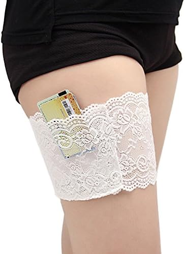 WhiFan Dolce Women's Elastic Prevent Rubbing and Chafing Lace Thigh Bands, Beige/Black/White Size A(53-58 cm/21"- 23")/B(58-63 cm/23"- 25".)/C (63-68 cm/25"- 27")