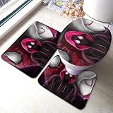 Superhero Spiderman - Tapis antidérapant pour salle de bain - Ensemble de 3 pièces - Tapis antidérapant confortable et doux + Tapis de toilette + Tapis de contour, Tapis absorbant l'eau