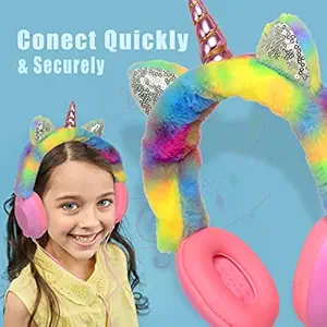 KEDY Magical Unicorn Themed Fur Headphone for Girls,Unicorn Headphone for Girls Wired Headphone 3.5 mm Plug Type/Jack Ideal for Girls