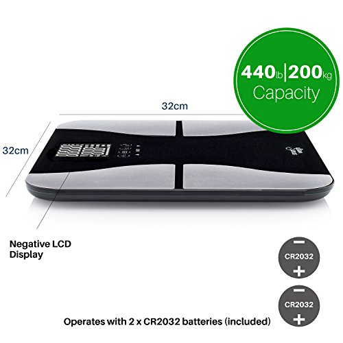 Smart Weigh Digitale Körperfettwaage, Digitale Personenwaage mit Körperfettanzeige mit Hartglasplattform, Erkennung von acht Benutzern und 200 kg Gewichtskapazität, misst Gewicht, Körperfett, Wasser, Muskel- und Knochenmasse - 7