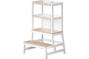 Spielwerk Torre Montessoriana Apprendimento per Bambini in Legno con Lavagna Sgabello Torretta Montessori Didattica Learning Tower 50 x 51 x 93 cm a partire da 2 anni