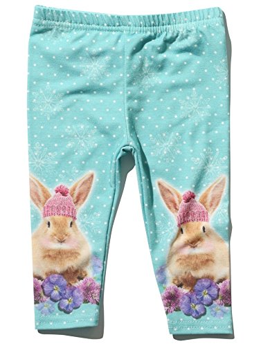 M&Co Baby Girls Pretty Bunny Rabbit And Floral Print Spot Pattern Soft Stretch Leggings Teal 9/12 Mnths