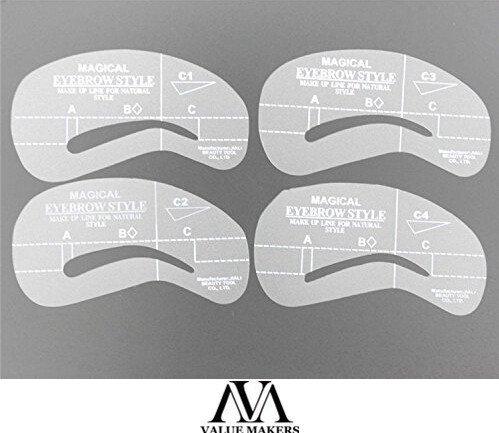 VALUE MAKERS® Eyebrow Kit, 2X Augenbrauen-Puder und 1X Wachs, 3er Pack,4X Augenbrauen Schablonen - 4