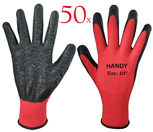 Preisvergleich Produktbild 50 Paar Handschuhe Gartenhandschuhe XL Latex-Beschichtung Garten- und Bauhandschuhe Arbeitshandschuhe XL / 10