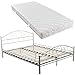 Produktbild vidaXL Metallbett Doppelbett mit Lattenrost weiß 140x200 cm + Matratze