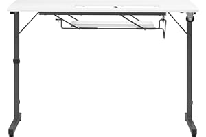 ‎SEWING ONLINE Sewing Online Folding Sewing Table White Top with Black Legs - Sewing Machine Table with Adjustable Platform Folding Legs for Easy Storage and Transport Wheels Quilting Computer Desk