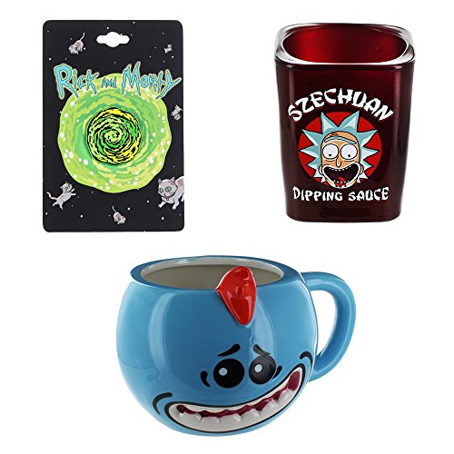 Rick and Morty Portal Pin, Mr. Meeseeks Molded Mug & Szechuan Dipping 