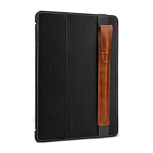 StilGut Pencil-Halter für Apple iPad Pro 9,7″ und iPad Pro 10.5″ aus echtem Leder (V2 verbesserte Variante) mit Lightning Adapter-Fach & Lasche. Stift-Halterung zur sicheren Aufbewahrung des Apple Pens, Cognac - 4