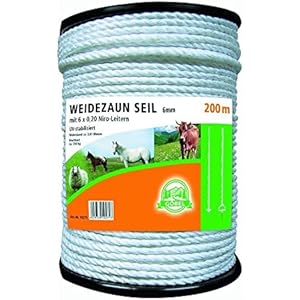 Göbel Weidezaun Elektroseil 200m 6mm 6 x 0,40 Niroleiter 1,20 Ohm/m winterfest lange Lebensdauer