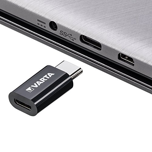 Varta Lade- & Daten Micro USB zu USB Typ C Adapter – für alle USB Typ C kompatiblen Geräte wie Apple Macbook 12“ (2015) & Pro, Samsung Galaxy, Google ChromeBook, Google Nexus 5X/ 6P, HTC 10, OnePlus 2/ 3, Lumia 950 / 950XL, Huawei P9 & Zen Pad 8.0, Sony Xperia XZ - 5