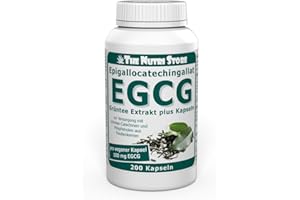 THE NUTRI STORE EGCG 100 mg Grüntee Extrakt plus pro Kapsel 200 Stk zur Versorgung mit Grüntee-Catechinen und Polyphenolen aus Traubenkernen