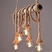 Produktbild Xiao Yun  * Kronleuchter Retro Hanfseil Hängelampe Industrielle Pendelleuchte Leuchte Vintage 5 Flames Edison Licht Hanfseil und Bambus Pendelleuchten Küche Licht Esstisch für Esszimmer Bar 