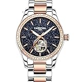 GRCSGL Echte Uhr Dame Automatische Mechanische Uhr Rose Gold Ausgehöhlten Diamant Nacht Wasserdicht Starry Damenuhr, Sternenhimmel (Rose Gold)