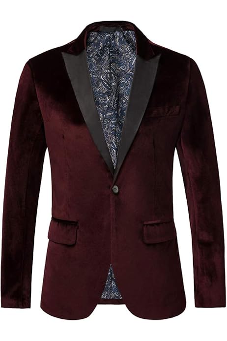Buy THWEI Mens Velvet Blazer Slim Fit Solid Blazer Sport Coat 