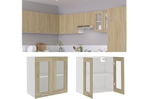 Keyur Wall Mounted Kitchen Cabinet, Kitchen Wall Cabinet Hanging Cupboard Storage Cabinet Unit Hanging Glass Cabinet Sonoma Oak 60x31x60 cm Chipboard