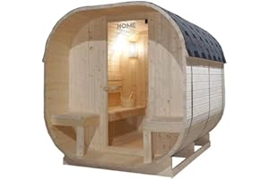 Home Deluxe - Outdoor Sauna Cube Deluxe - L - Maße: ca. 220 cm x 185 cm x 194 cm, Holz: Fichtenholz - inkl. Saunaofen und Saunazubehör I Gartensauna, Außensauna, Sauna Fass für 4 Personen