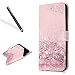 Produktbild Huawei P10 Lite Marmor Wallet Hülle,Flip Handytasche für Huawei P10 Lite,Leeook Kreative Neuheit Mode Retro Schön Rose Gold Muster PU Leder Folio im Bookstyle Schale mit Ständer Standfunktion Protective Etui Karten Slot und Magnetverschluss Kunstleder Schutzhülle für Huawei P10 Lite + 1 x Schwarze Eingabestift