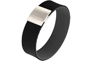 Power Ionics Turmalin Silikon Armband Herren Unisex Sportarmband für Energieausgleich, Black/Gray Silicone Band, 13 cm - 21 cm, Gold-, Silver- & Black Buckle