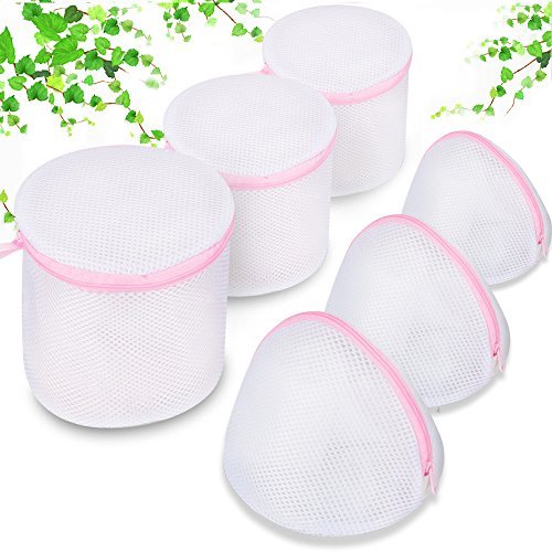 comprare on line OTraki Sacchetti Biancheria Set di 6 in 1 con Zip Borse Lavanderia alta qualità di Triangolo x 3 / Cilindro x 3 Sacchetti per Lavatrice Riutilizzabili salva reggiseno lavatrice per Reggiseno, Intimo, Calzini prezzo